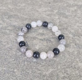 Grå glassperler armbånd