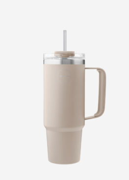 Thermo Cup With Straw Cream Beige