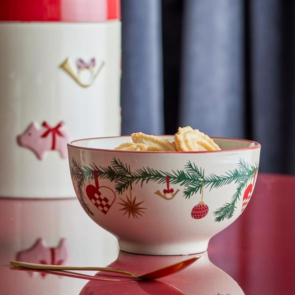 Yule skål hvit kvadratisk